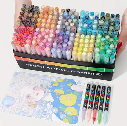 Guangna Feutres acryliques 200, feutres à pointe fine flexible et précise, encre opac superposable, cahier de coloriage, verre, céramique, roche, bois, pierre, peinture sur tissu
