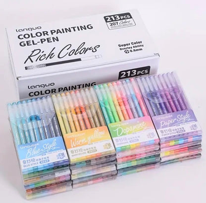 Lot de 213 Stylos Gel Languo:  207 Couleurs en 24 boites individuelles.