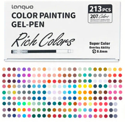 Lot de 213 Stylos Gel Languo:  207 Couleurs en 24 boites individuelles.