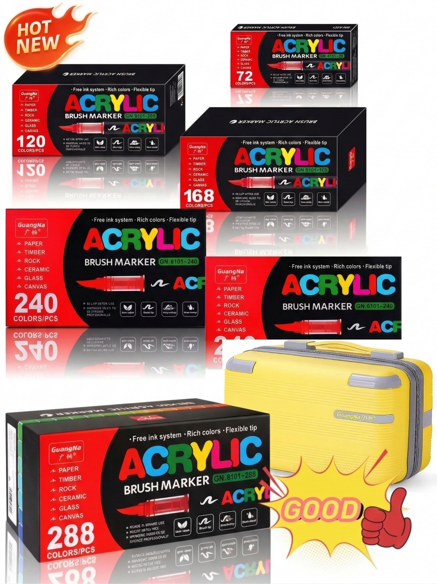Guangna Feutres acryliques 360/288/240/200/168/120/72/48/24/12