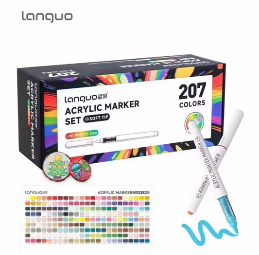 Languo lot 207 Feutres Acryliques, 23 boites par série de couleurs.