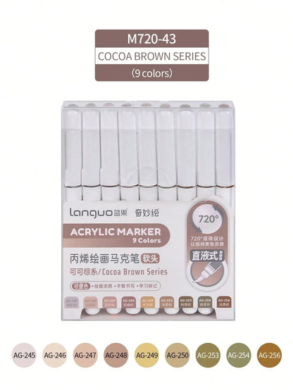 LANGUO: Ensemble de 9 marqueurs acryliques liquides