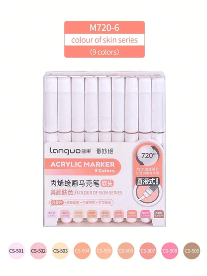 LANGUO: Ensemble de 9 marqueurs acryliques liquides