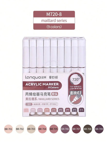 LANGUO: Ensemble de 9 marqueurs acryliques liquides