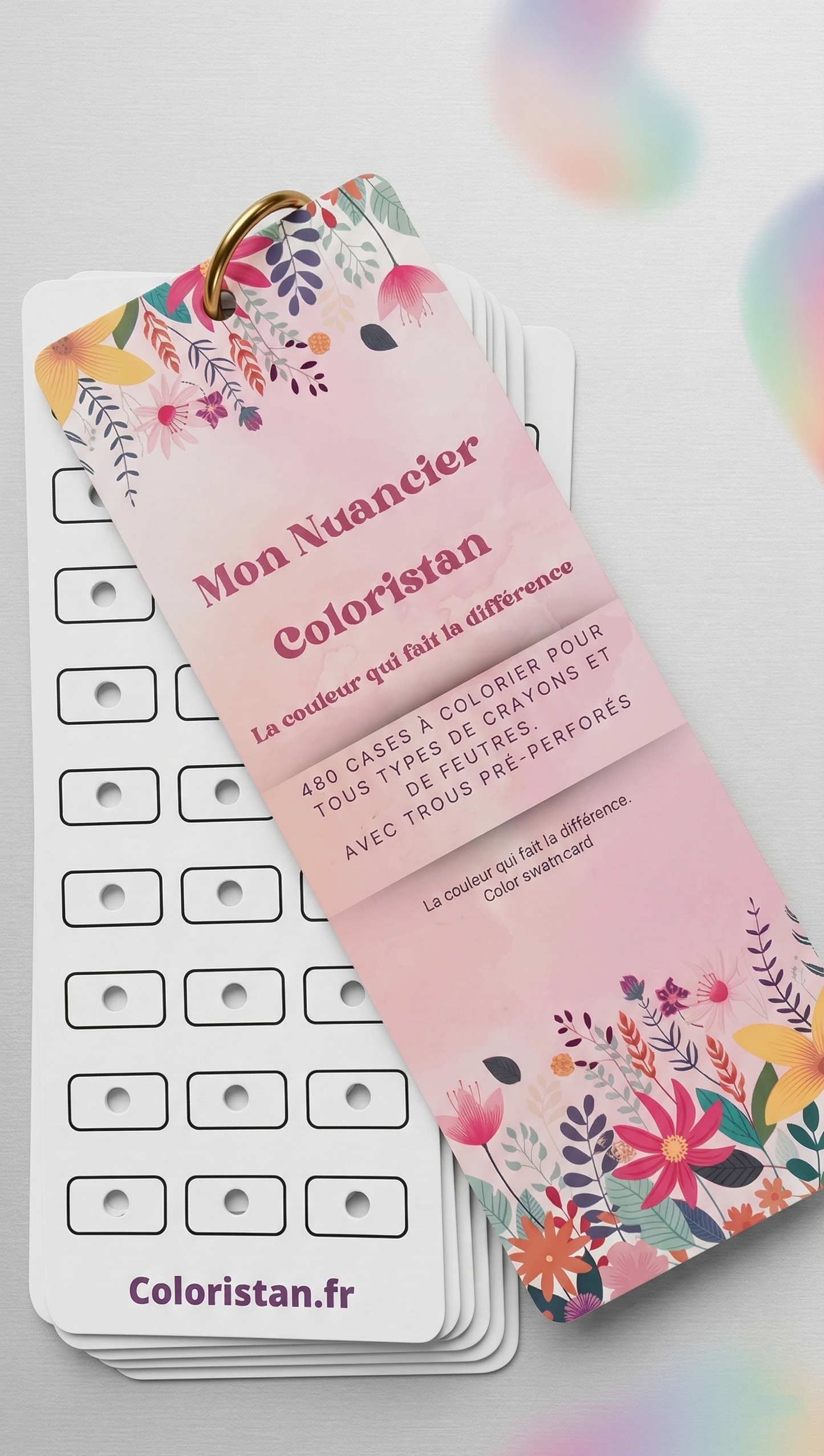 Nuancier à Colorier grand format: 480 cases + 480 cases verso avec trous perforés