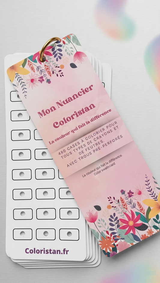 Nuancier à Colorier grand format: 480 cases + 480 cases verso avec trous perforés